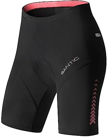Santic Radlerhose Damen Gepolstert Kurz Radhose Damen Fahrradhose Damen mit Sitzpolster Rosa EU M