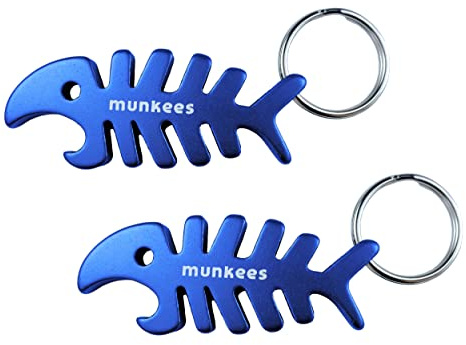 munkees® Fisch Schlüsselanhänger 2er Blau – mit Flaschenöffner
