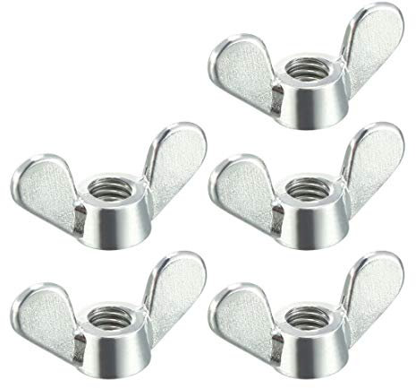 Sourcing map M5 Écrous d'aile plaqué zinc Pièces de fixation pour ouragan Vis cymbales papillon écrou argenté 5 pièces