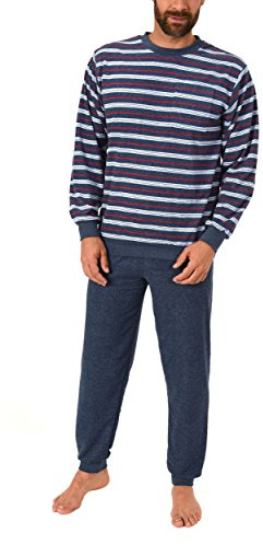 Eleganter Herren Frottee Pyjama Schlafanzug lang mit Bündchen - auch in Übergrössen 61505