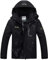 Memoryee Uomo Sci Giacca Pile Fodera Antivento Cappotto Invernale all'aperto Caldi con Cappuccio Staccabile Giacche/Black/XL