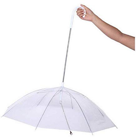 Gwill Transparent PE Pet Umbrella Kleiner Hund Bequemer Regenschirm Raincoat-Ausrüstung mit Hundeleinen Hält das Haustier trocken bei Regenschnee