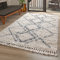 TT Home Teppich Rautenmuster Hochflor Shaggy Modern Wohnzimmer Karo In Creme Blau, Größe:120x170 cm