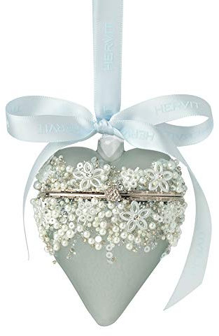 Hervit Art.27917 Cœur en Verre ouvrable Bleu Reine des Neiges 9 cm