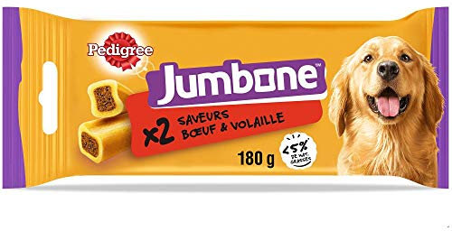 PEDIGREE JUMBONE Kauknochen für mittelgroße Hunde, 10 – 25 kg, 12 Beutel mit je 2 Knochen – Leckereien mit Rindfleisch und Geflügel – ideale Belohnung für die Beschäftigung, Erziehung und Freude des