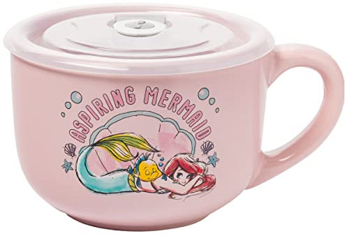 Silver Buffalo Disney Princess Little Mermaid Aspiring Mermaid Keramik-Suppentasse mit belüftetem Kunststoffdeckel, 680 ml