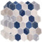 WALPLUS Honey Hexa Blue and Cream 12 Sheets Glossy 3D Hexagonal Tile Stickers 30x15cm Wall Splashbacks Vinyl Stick on Tiles Backsplash Peel and Stick Bathroom Kitchen Decor Tile Paint