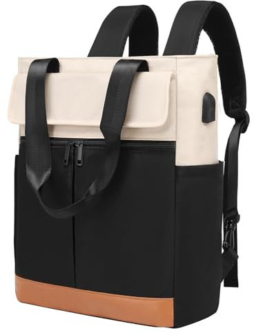 CYUREAY Mochila convertible para mujer, mochila de trabajo con puerto de carga USB, Negro -, Computadora portátil