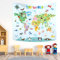 BASHOM TP-001 Große Tierweltkarte Wandteppich Kinder Wandteppiche Wandbehang für Schlafzimmer Wohnzimmer Wohnheim Art Home Decor Polyester 60x50 Zoll (150x130cm)