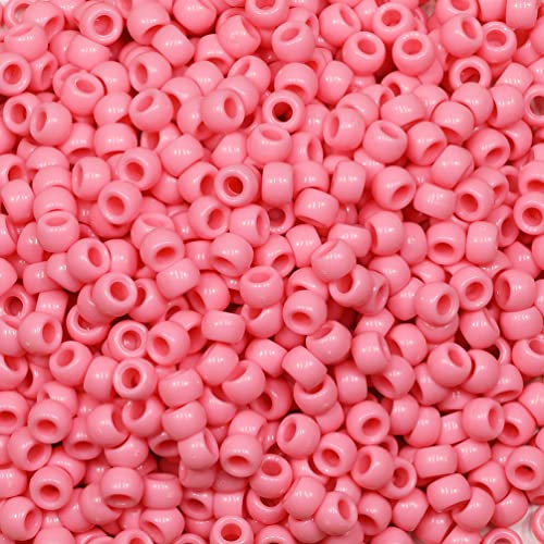 Tibaoffy Perles roses 6 x 9 mm, perles poney d'environ 1000 pièces au total