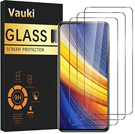 Vauki 3 Unidades Protector de Pantalla para Xiaomi Poco X3/Poco X3 Pro/Poco X3 NFC Cristal Templado Full HD Ultra Resistent 9H Dureza Antihuellas Sin Burbujas Antiarañazos Transparent Vidrio