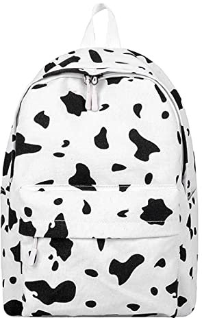 HAFNFUE Schultertaschen Leder Für Damen Die Schule beginnt mit der Saison Mode Frauen Mädchen Student Reißverschluss Kuh Muster School Gurteltasch Sport