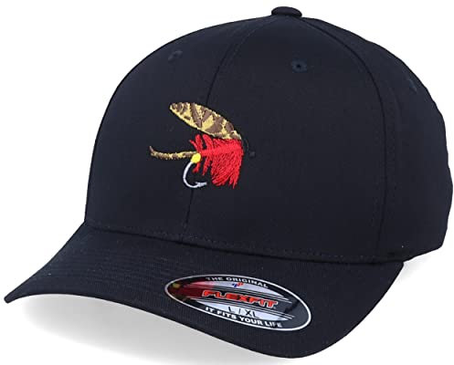 Hatstore Quebec Fishing Fly Black Flexfit Cap - Grösse: XL/XXL - (61-64 cm)