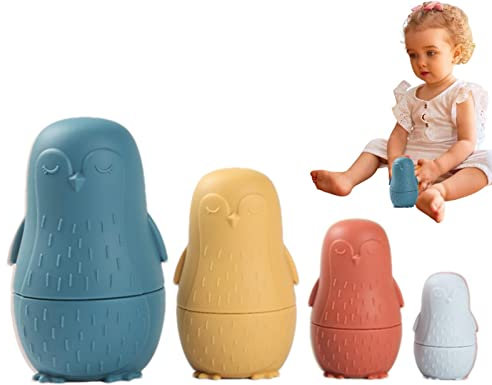 Joberio Russian Nesting Dolls | Penguin Nesting Dolls - Russian Nesting Dolls, Educational Toy, Silicone Stacking Nesting Doll Toys For Kids