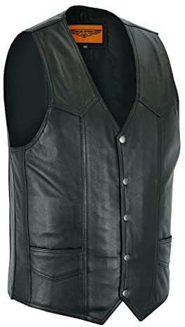 GARGOYLE BELLS Herren schwarze Lederweste Premium Rindsleder Weste mit Liner & Snap Motorrad Biker Weste für Männer, Keine seitlichen Schnürsenkel, 52