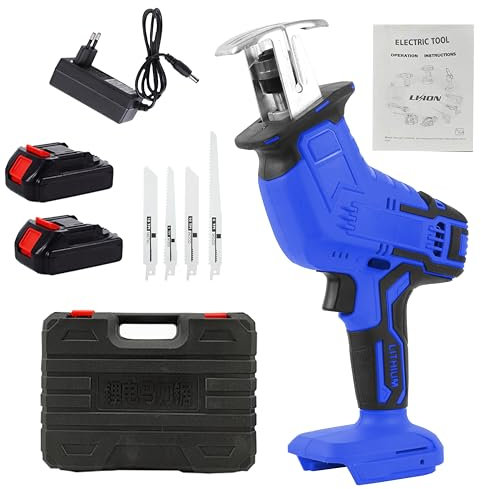Gattuccio,viemylu 21V a Sciabola a Batteria da 2.0AH, 3 Lame, Velocità Variabile Sega Alternativa, 20mm Lunghezza di Corsa, Caricabatterie Rapido