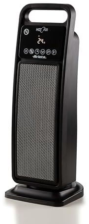 Ariete 8212 Stufa elettrica a torre, 2000W, Funzione ventilazione, Funzione oscillazione, Timer fino a 8 ore, Led display, Tecnologia ceramica, Basso consumo energetico, Nero