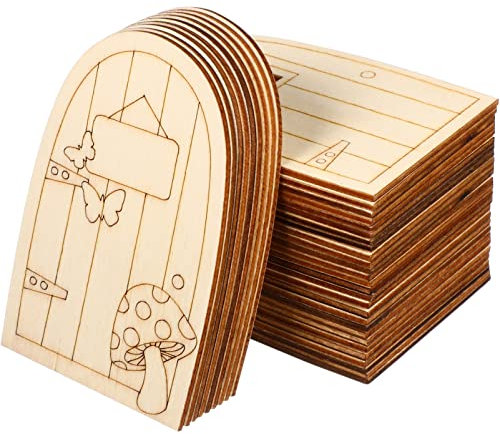 Garneck 36 Stück Mini-Holz-Feentüren, Elfentüren, unlackierte Feentüren zum Bemalen von Souvenirs, Bastelprojekten