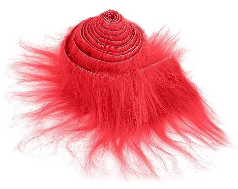 Furry Faux Precut Strips 2x60 Zoll Kunstleder Plüsch Rot Pelz Fell Stoff Fluffy Craft Plüschstoff fur Gnome Beard Santa Hair Dwarf DIY Dekoration Kunstfell Basteln Weihnachts Kunstfellband Rot