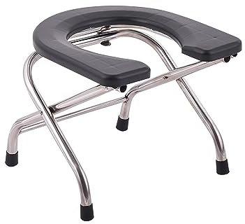 Fonowx Toilet Safety Rail, Seniors Folding Toilet Seat, Folding Portable Versatile Toilet Chair Seniors Squatting Toilet Stool Chair Also for Patients, People with Limited Mobility, Height 30cm