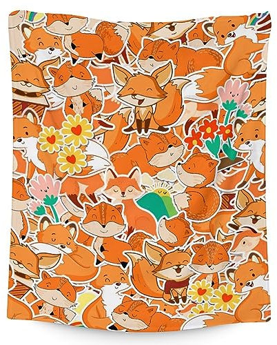 Fuchs-Decke, Geschenk, 101,6 x 127,7 cm, niedliche Decken für Mädchen und Jungen, Orange, weich, flauschig, Überwurf für Couch, Büro