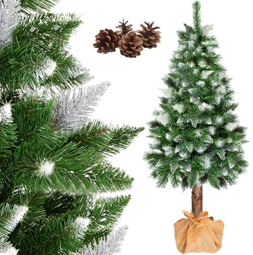 SPRINGOS Arbre de Noël 180 cm pin Diamant avec Tronc Naturel Support de Neige Artificielle
