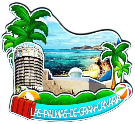 Kühlschrankmagnet Las Palmas de Gran Canaria, Kanarische Inseln, Spanien, 3D, klassische Holz-Kühlschrankmagnete, Wahrzeichen, handgefertigt, Handwerk, Reisen, Souvenir, Geschenk, Sammlung, Dekoration