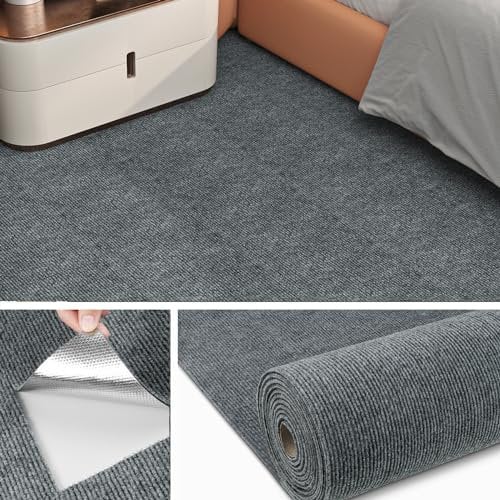Livelynine Moquette Rouleau 4Mx60CM Antidérapantes Moquette Autocollante Gris Clair pour Maison Bureau Commerce Résistant Moquette Adhesive Revetement de Sol Interieur Chambre Salon Corridor Entrée