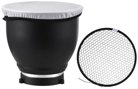 Andoer Bowens Mount Beauty Dish Standar Reflector Diffusore Paralume Piatto con griglia a nido d'ape a 60° e calzino diffusore per Bowens Mount Studio Strobe Flash Light Speedlite