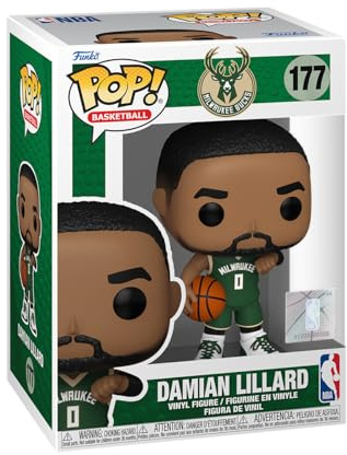 POP Funko NBA: Bucks - Damian Lillard | Offizieller Fanartikel und Merch - Vinyl Sammelfigur als Regal Deko - Geschenkidee zum Geburtstag für Fans und Sammler
