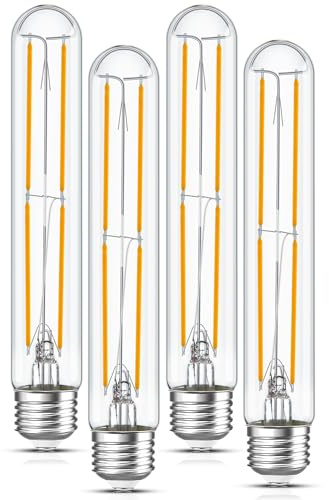 Sphoon Tubular Light Bulb 7.3 Inch Dimmable T10 LED Bulb E26 6W 60 Watts Edison Bulbs 2700K Solf White,185mm Long for Wall Sconces, Pendant, Livingroom, 4-Pack