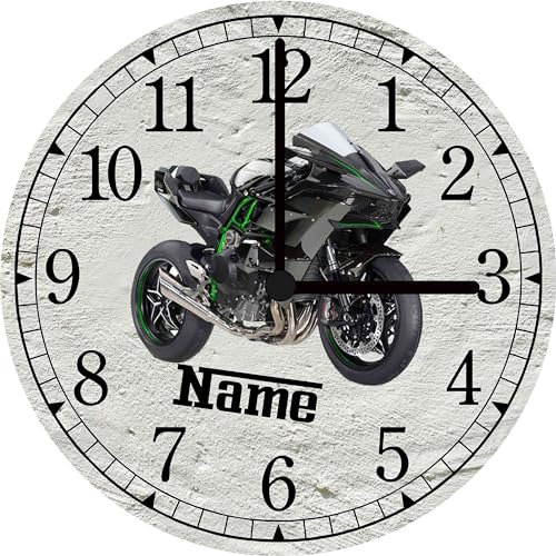 Print Equipment (18.66) Wanduhr Glasuhr Ø 29 cm - Motorrad Motorsport Motorcross Speedway Bike - auch inklusive Wunschname