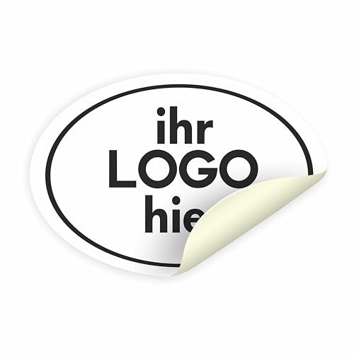100 Aufkleber, personalisierte Etiketten - PERSONALISIEREN SIE HIER - Firmenetiketten - Firmenlogo - Laden Sie Logo, Bild, Foto - Aufkleber für Geschäft, Büro (Oval 6,5x4)