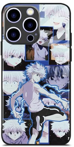HWLHJJ Killua Zoldyck HxH Unter Fans beliebte Anime-Telefonhülle – Schwarze Silikon-TPU-Hülle mit Manga-Muster für iPhone 14