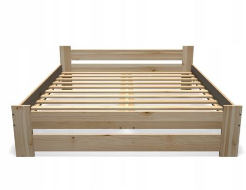 Need Sleep Holzbett komplett mit Rahmen, Bett für Senioren und Bett für Jugendliche, Bett aus Kiefernholz mit hohem Kopfteil (140x200 cm, niedrig)