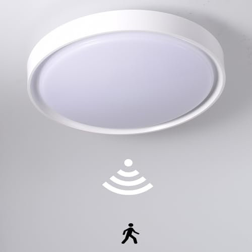 Etrogo Plafoniera LED con Sensore di Movimento e Crepuscolare 12 Watt 1200Lm Bianco Freddo,3 Range di Rilevamento Regolabile,Auto on/off per Garage, Portico,Corridoio, Seminterrato-24cm