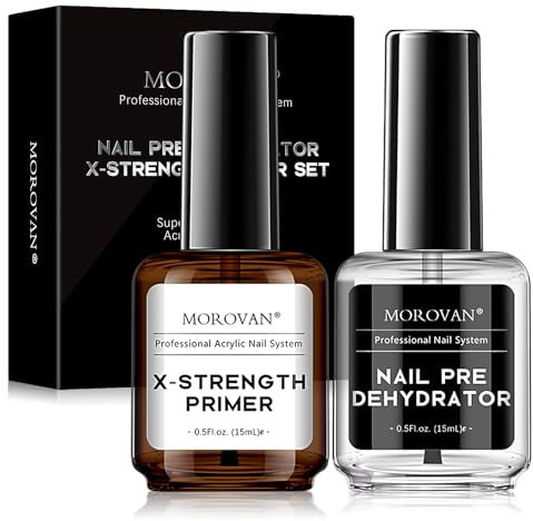 Morovan Primer Ongle and Nail Prep: No Burn Quick Air Dry Desydratateur Ongle Et X - Strength Primer Ongle Premium Natural Acrylic Powder Application
