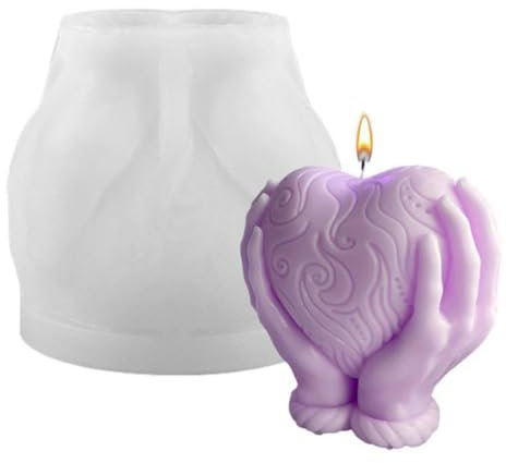 Moule à Bougie en Silicone 3D Cœur avec DIY Fabrication pour Bougies Parfumées et Savons