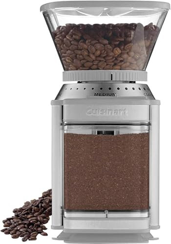 CUISINART Coffee Grinder, Electric Burr One-Touch Automatic Grinder with 18-Position Grind Selector, Stainless Steel, DBM-8WP1, White