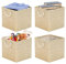 Puiiuui 4 PCS Cube Storage Boxes 33x33x33 Foldable Fabric with Handles Collapsible for Home Office Nursery Organiser - Clothes Basket Containers, Beige