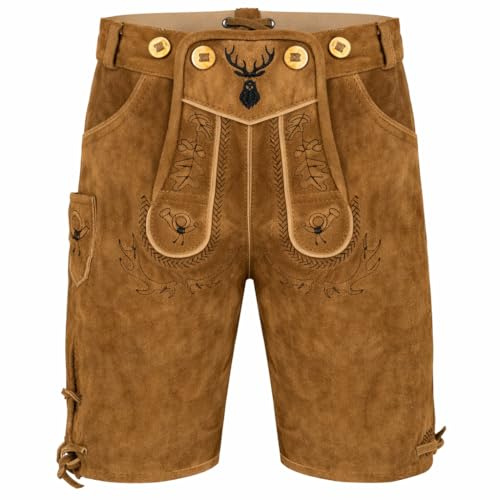 PAULGOS Kinder Trachten Lederhose KK2 + Träger, Echtes Leder, Gr. 86-164