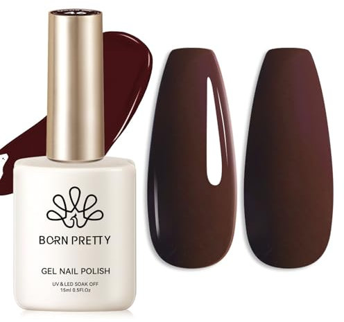 BORN PRETTY Gel Nail Polish Chocolate Brown 15ml Sheer Color Gel Polish Color Gel Nail Varnish Soak Off U V Nail Lamp Nail Art Manicure Salon DIY at Home