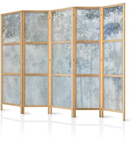 murando - Paravent Innen Raumteiler Holz Bäume 225x172 cm 5-teilig Japanische Trennwand Raumtrenner Room Divider Mobiler Sichtschutz Spanische Wand Raum Abtrennung Botanik Natur Retro b-A-0743-bh-a