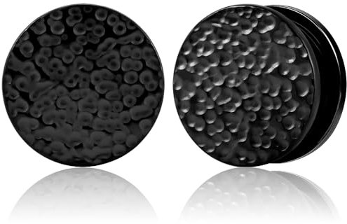 Vankula Ohr Tunnel 1 Paar Single Flared Flesh Plugs Edelstahl für männer damen Ohrpiercing Gestreckte Schmuck 8mm(0G) Schwarz