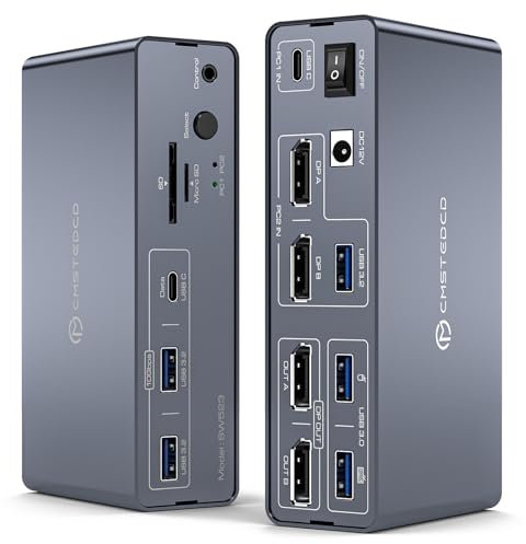DGYBDFC Docking Station USB C & DisplayPort Dual Monitor für Laptop & Desktop, USB-c Dockingstation DP Type C MST 2 * 4K120Hz Dock mit USBC, 2*USBA 3.2, 2*USBA 3.0 and SD/microSD Card Slots