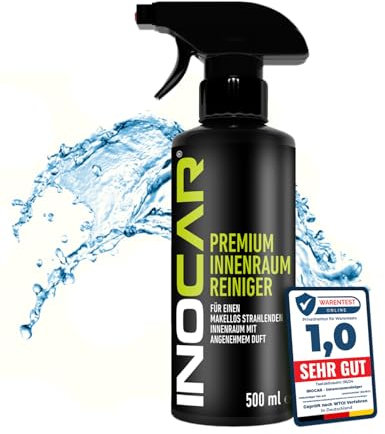 INOCAR Premium Auto Zubehör Innenraumreiniger– Ideal für Lederpflege, Polsterreinigung und Cockpitpflege – Kunststoffreiniger, Textilreiniger und Profi-Zubehör für die Autopflege, 500ml Sprühflasche