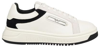 Emporio Armani Sneakers Donna Bianco Sporco - Nero, Bianco sporco - Nero, 38.5 EU