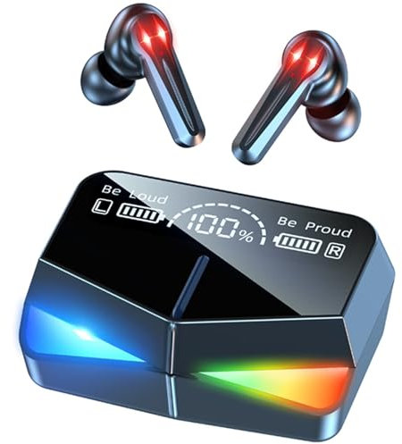 bone conduction headphones Wireless Gaming Earbuds with Microphone Cool Gaming Accessories Noise Cancelling in-Ear Bluetooth Headphones 65ms Touch LED Earphones Gamer Waterproof Headset USB C TWS Ster