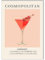 Happymotive – Premium Cocktail Poster wahlweise in DIN A3 oder DIN A4 – Premium Druck auf 300g Papier – Wanddekoration für Bar, Küche und Homebar, Office ohne Rahmen Cosmopolitan A4
