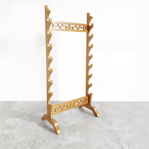 GONGKAI Mehrschichtiger stehender Waffenständer, Schwertständer aus natürlichem Bambus, Flötenständer, große Klassische Schwertwaffenständer aus Holz-8-Layer